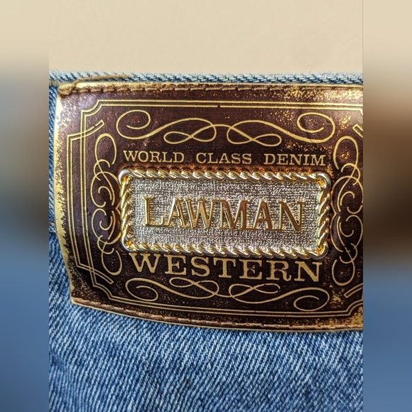 90's Vintage LAWMAN WESTERN Jeans, Silver Rivets, 25 x 34, Rare! - Picture 6 of 10